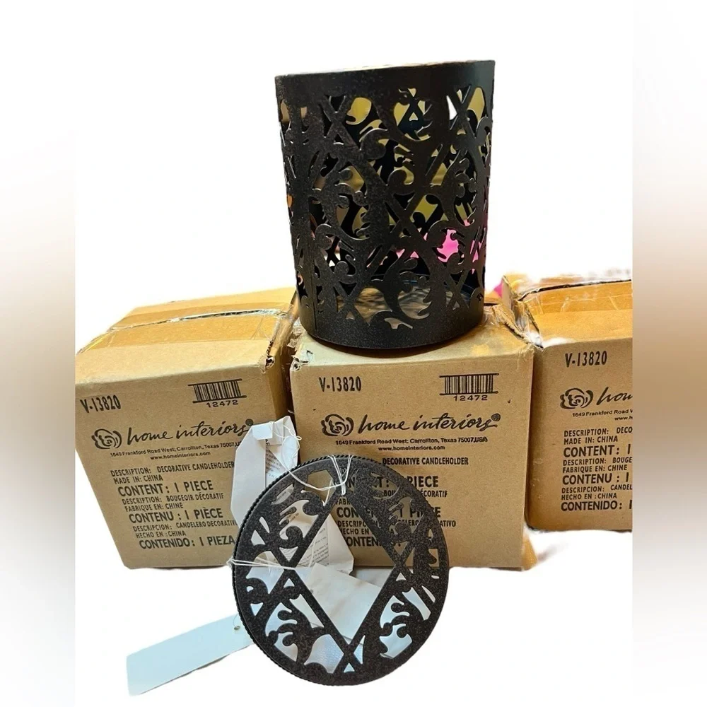 (3) NIB - Home Interiors Lucinda Candle Holder - Brown